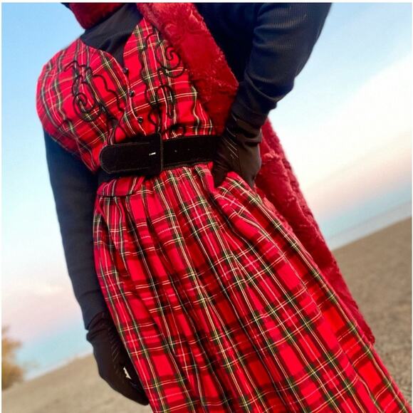 Vintage Plaid Midi Dress-Size 20W - Picture 2 of 6